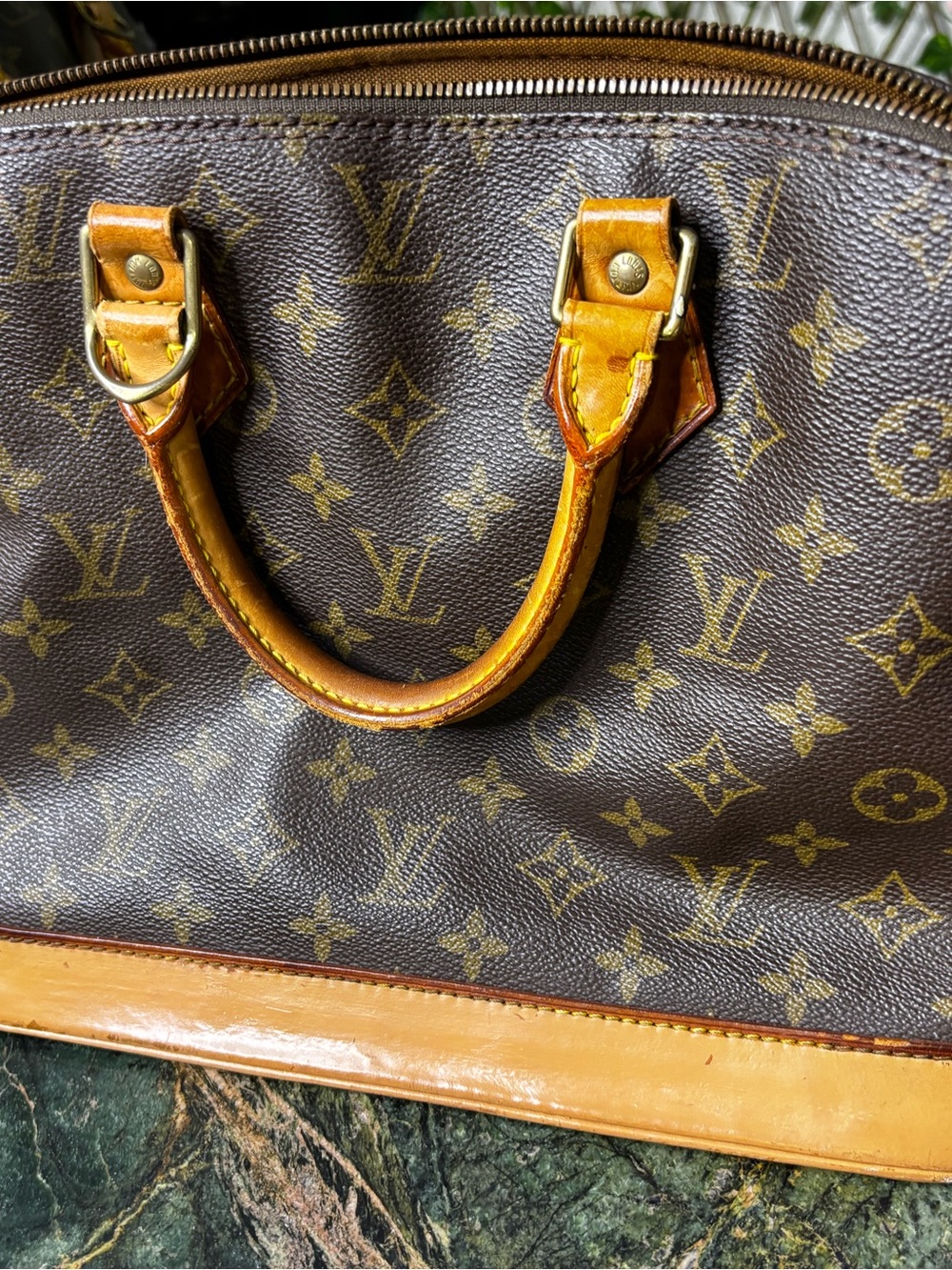 Louis Vuitton Monogram Handbag - Dark Brown & Tan